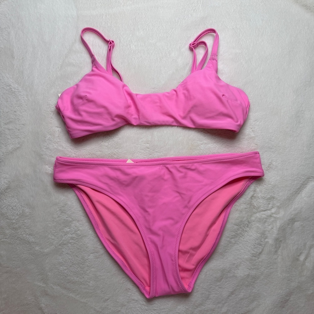 Aerie Pink Bikini Set Size L NWT Adjustable Full Coverage
